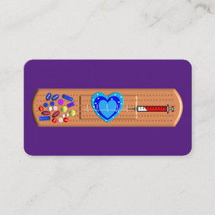Medical Business Cards Big Bandaid Purple