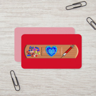 Medical Business Cards Big Bandaid Red