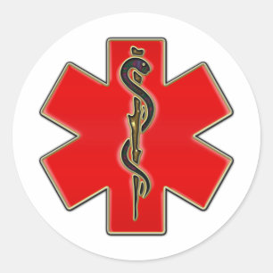 Medical Caduceus Classic Round Sticker