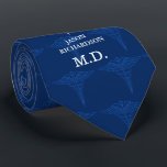 Medical Caduceus Custom Name | Title Navy Tie<br><div class="desc">Medical caduceus tie in navy blue featuring a spot for your gift recipients name in medical title.</div>