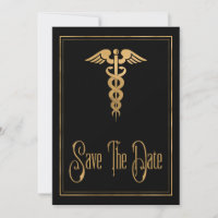 Medical Caduceus Doctor Nurse Blue Save The Date