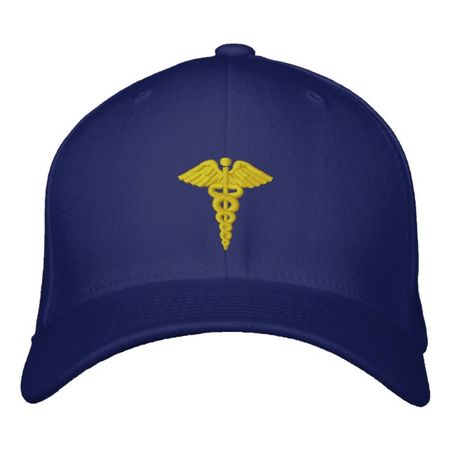 Medical Caduceus Gold Embroidered Hat (Front)