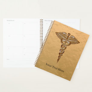 Medical Caduceus Gold Planner