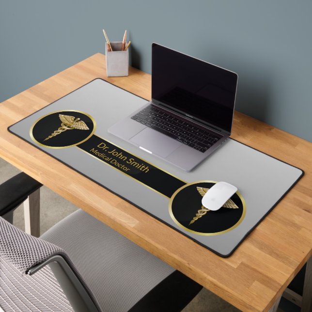 Medical Caduceus Gold Professional Desk Mat (Office 2)
