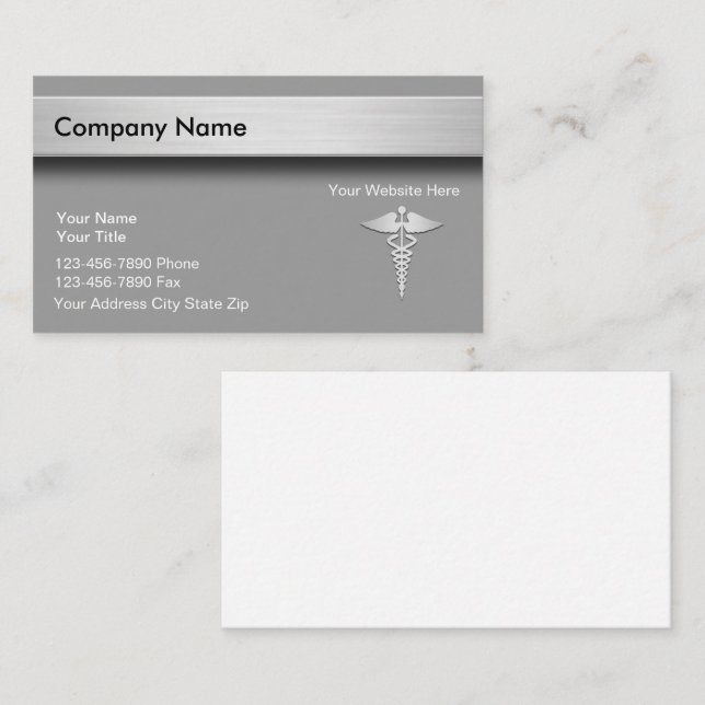 Medical Caduceus Healthcare Business Cards (Front/Back)