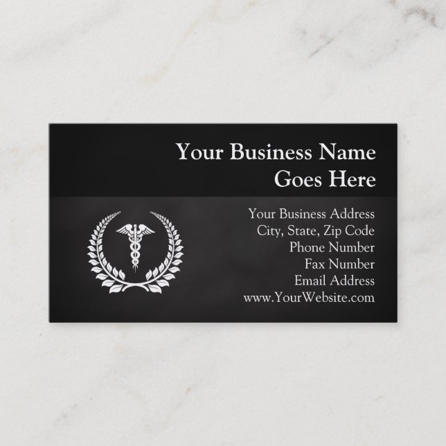 Medical Caduceus Laurel Business Card (Front)