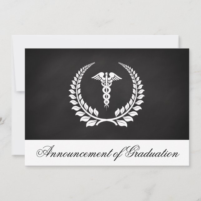 Medical Caduceus Laurel Graduation Invitation (Front)