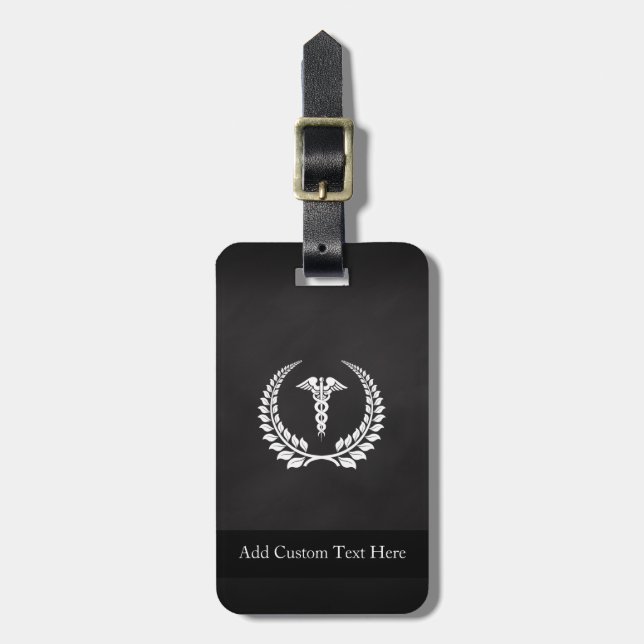 Medical Caduceus Laurel Luggage Tag (Front Vertical)