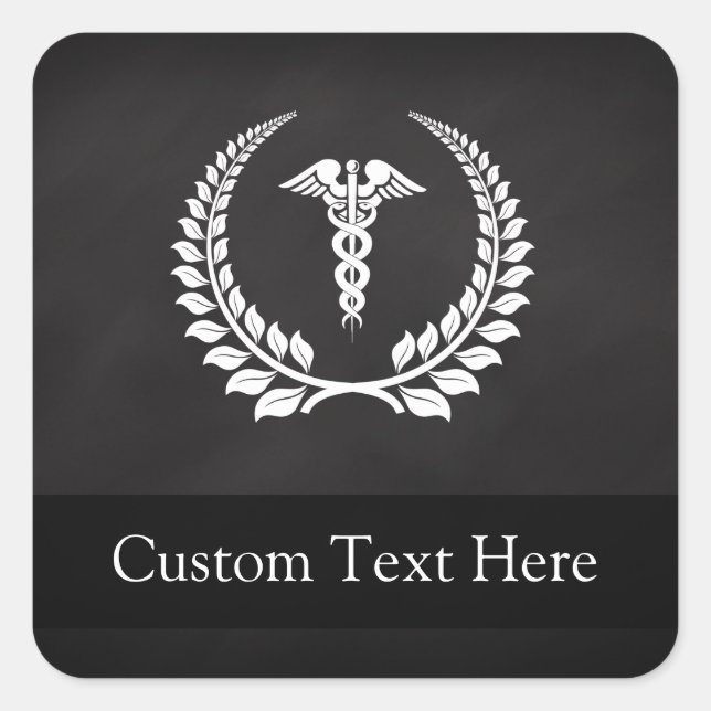 Medical Caduceus Laurel Square Sticker (Front)