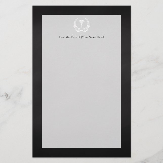 Medical Caduceus Laurel Stationery (Front)