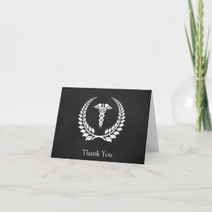 Medical Caduceus Laurel Thank You Card