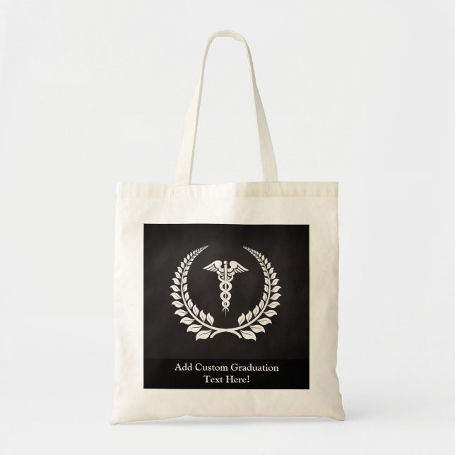 Medical Caduceus Laurel Tote Bag (Front)