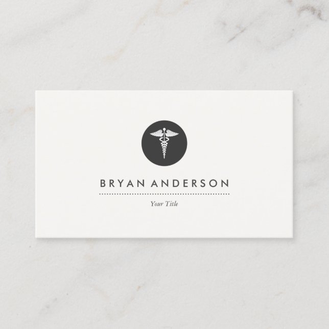 Medical Caduceus Logo Business Card (Front)