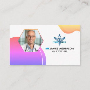 Medical Caduceus Logo Template Purple  Business Card