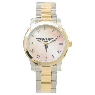 Medical Caduceus Look of Rustic Marble Watch