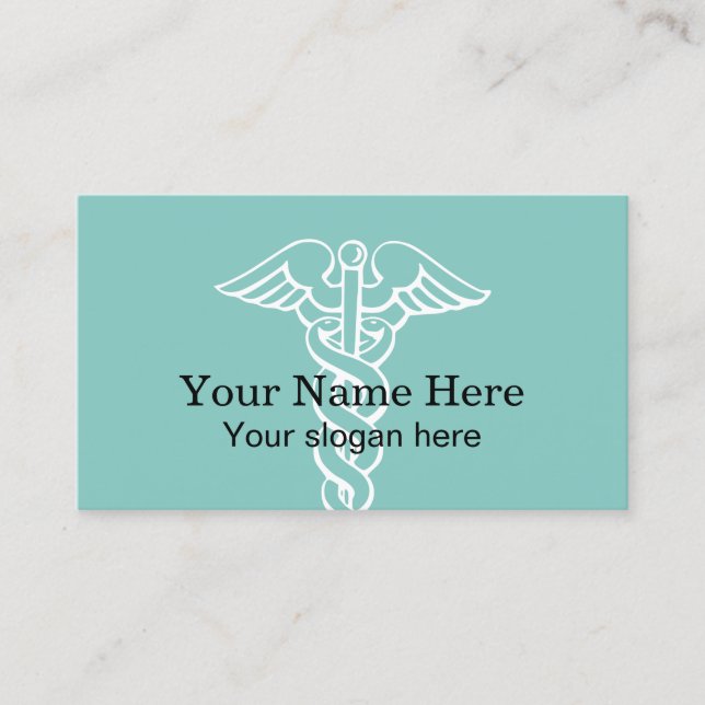 Medical caduceus symbol business card template (Front)