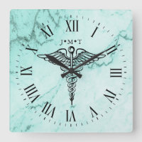 Medical Caduceus Symbol Custom Initials Marble