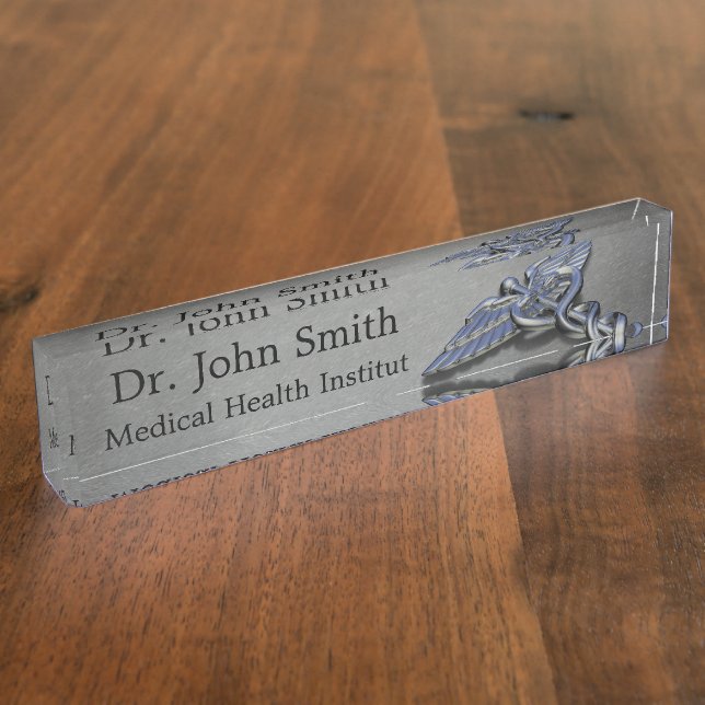 Medical Caduceus Symbol - Desk Nameplate (Side)