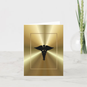 Medical Caduceus Symbol Golden Customisable Card