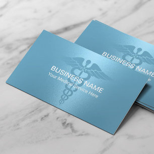 Medical Caduceus Symbol Modern Light Blue Business Card