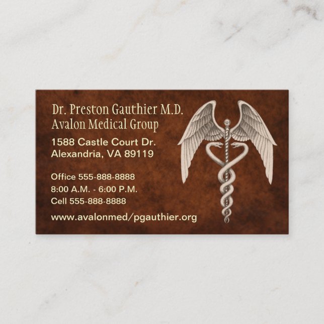 Medical Caduceus Symbol Vintage Business Cards (Front)