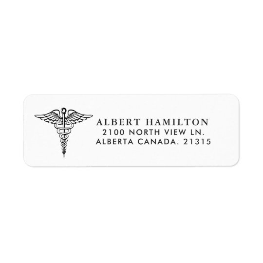 Medical Caduceus Symbol Wht | Return Address Return Address Label