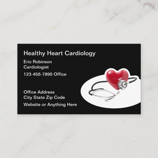 Medical Cardiology Physician Business Cards (Front)