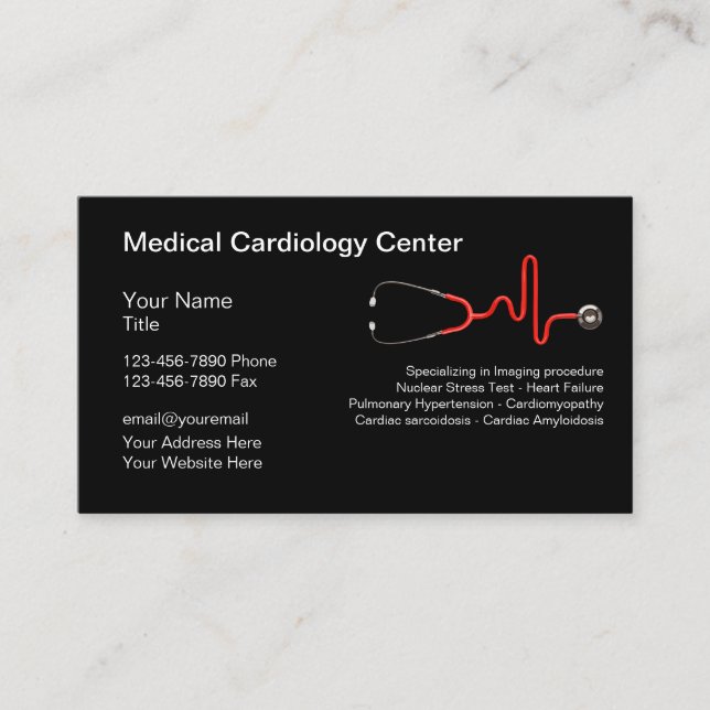 Medical Cardiology Service Business Card (Front)