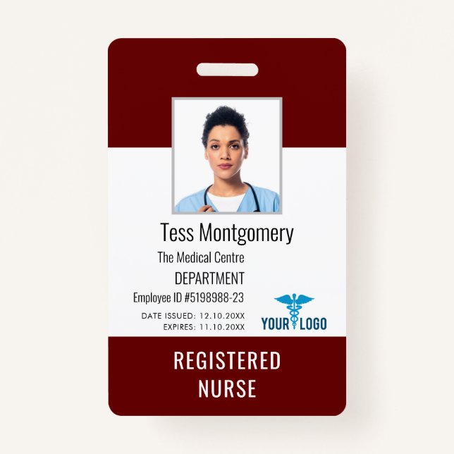 Medical Centre Employee Nurse Photo ID ID Badge (Front)