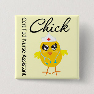 Medical Chick v1 Certified Nurse Assistant 15 Cm Square Badge