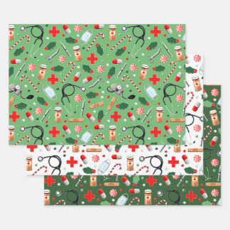 Medical Christmas Gift Wrapping Paper Sheet