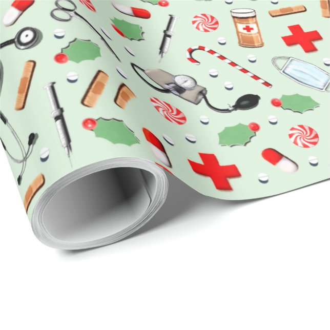 Medical Christmas Wrapping Paper (Roll Corner)