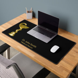 Medical Classy Snake Bowl Hygieia Gold Caduceus Desk Mat