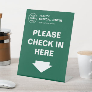Medical Clinic Healthcare Logo Check In Green Pedestal Sign
