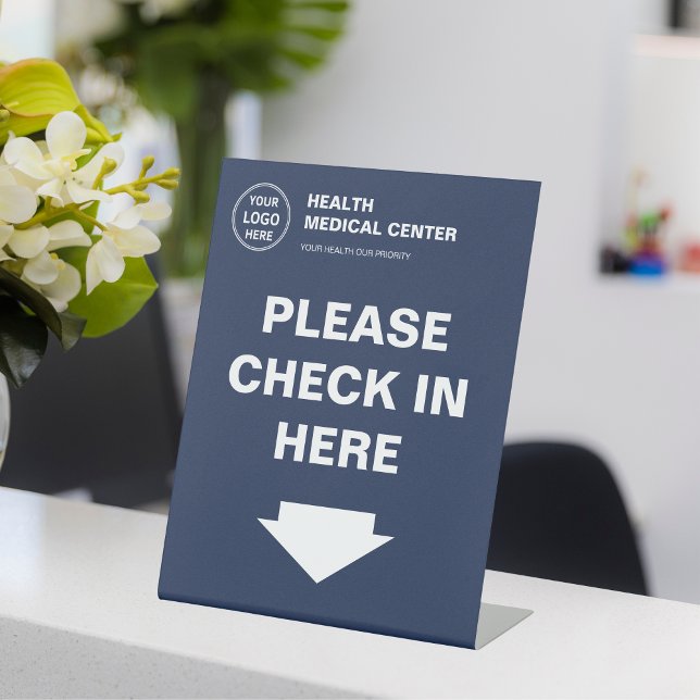 Medical Clinic Healthcare Logo Check In  Pedestal Sign (Medical Clinic Healthcare Logo Check In Pedestal Sign)