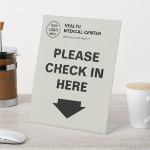 Medical Clinic Healthcare Logo Check In Pedestal Sign