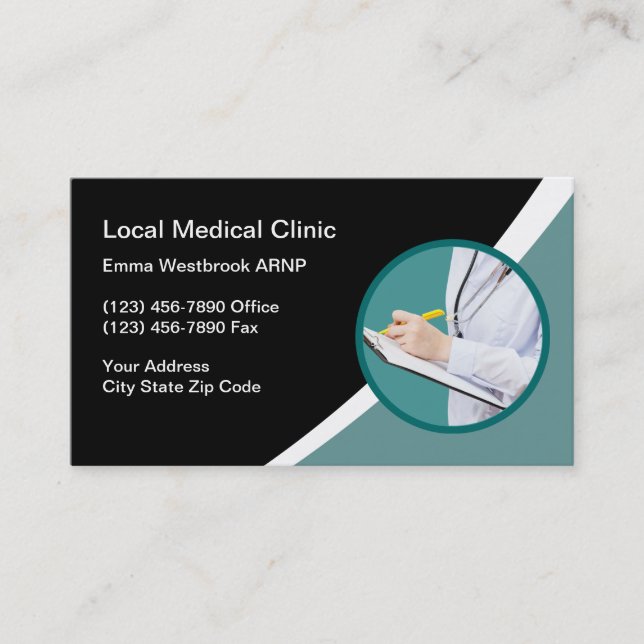 Medical Clinic Nurse Practitioner Business Card (Front)