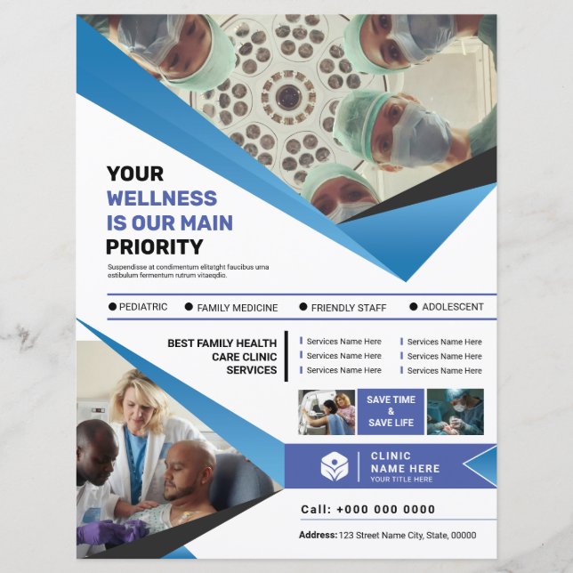 Medical Clinic Service Flyer Template (Front)