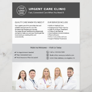 Medical Clinic Urgent Care Grey Logo QR Flyer
