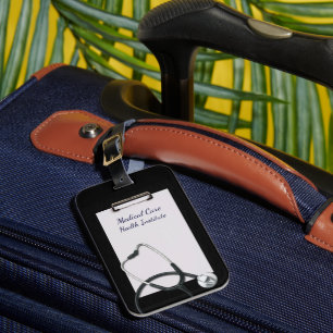 Medical Clipboard Black with Stethoscope Luggage Tag