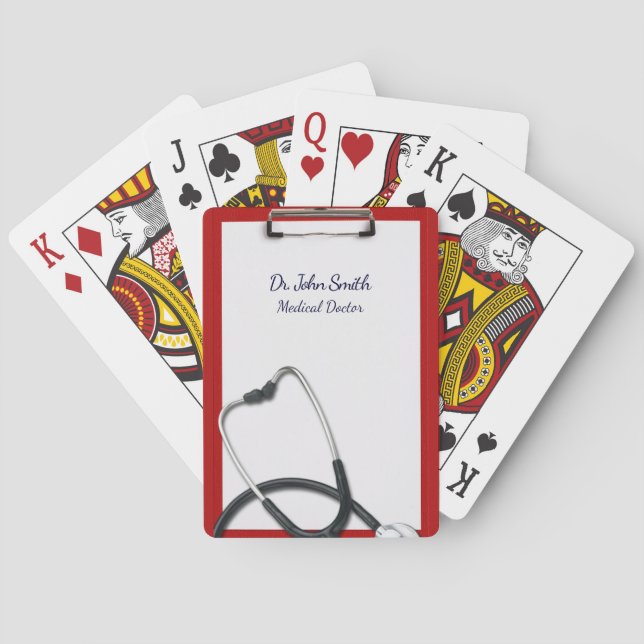 Medical Clipboard with Stethoscope Red Playing Cards (Back)