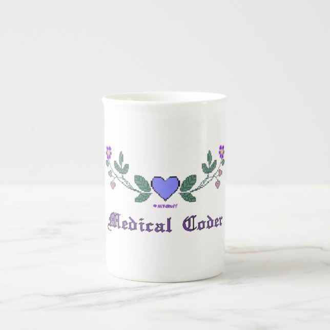 Medical Coder Blue CS Print Bone China Mug (Front)