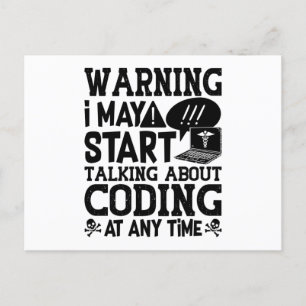 Medical Coder Coding Warning I May Start Talking Postcard
