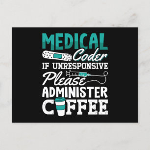 Medical Coder Coffee Assistant ICD Coding Postcard