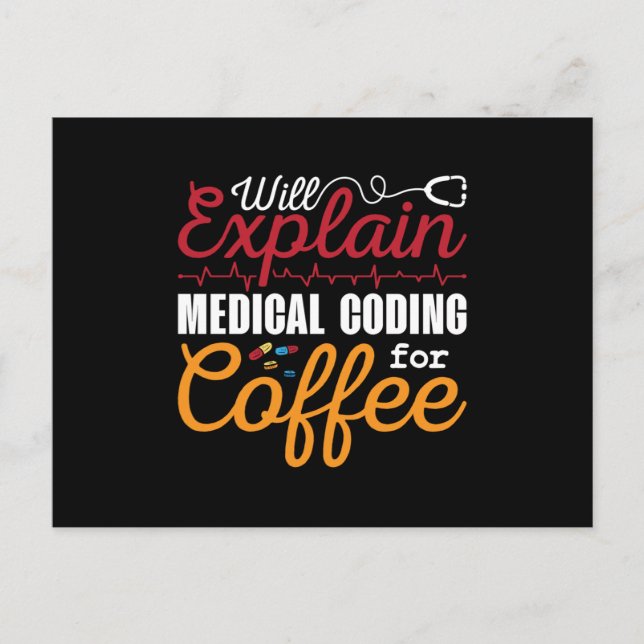 Medical Coder Medical Coding Coffee ICD Coding Postcard (Front)