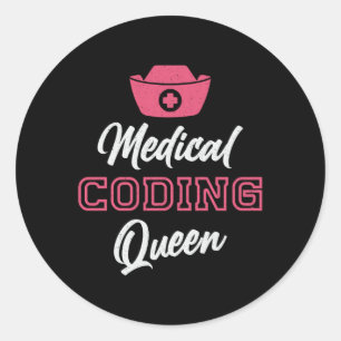 Medical Coder Queen Coding ICD Programmer Coder Classic Round Sticker
