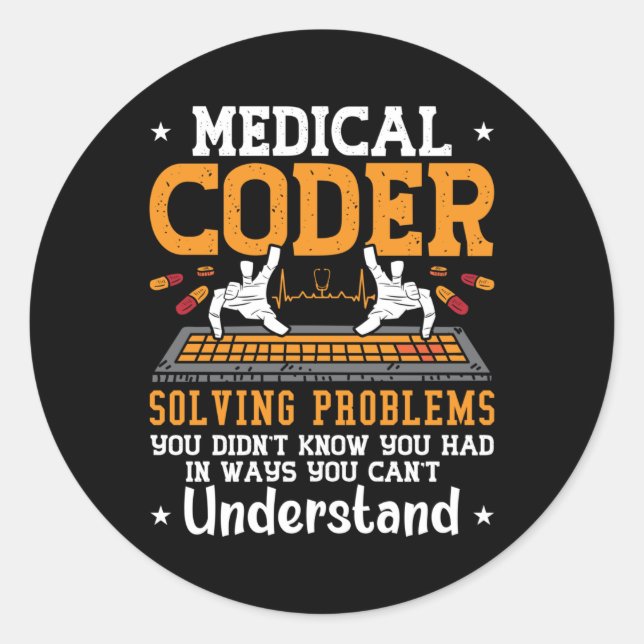 Medical Coder Solving Problems Assistant Coding Classic Round Sticker (Front)