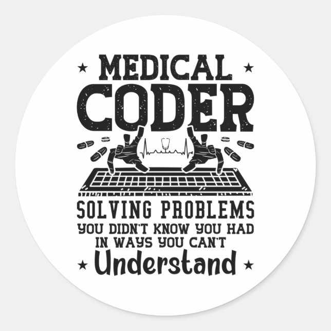 Medical Coder Solving Problems Coding Assistant Classic Round Sticker (Front)