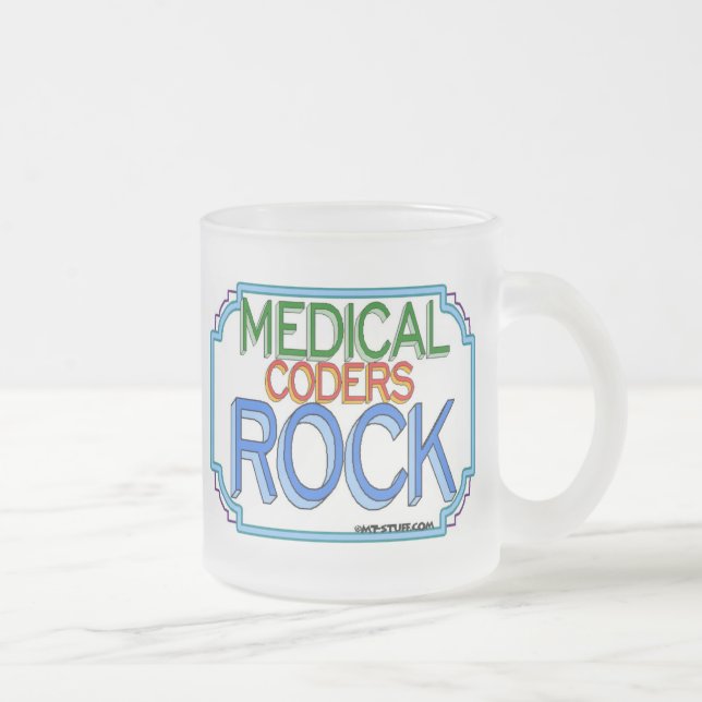 Medical Coders Rock Frosted Glass Coffee Mug (Right)