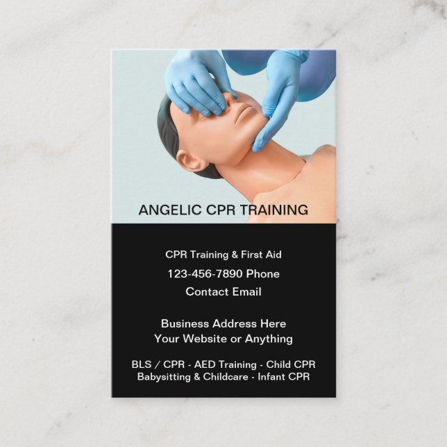 Medical CPR And FIrst Aid Training Theme Business Card (Front)